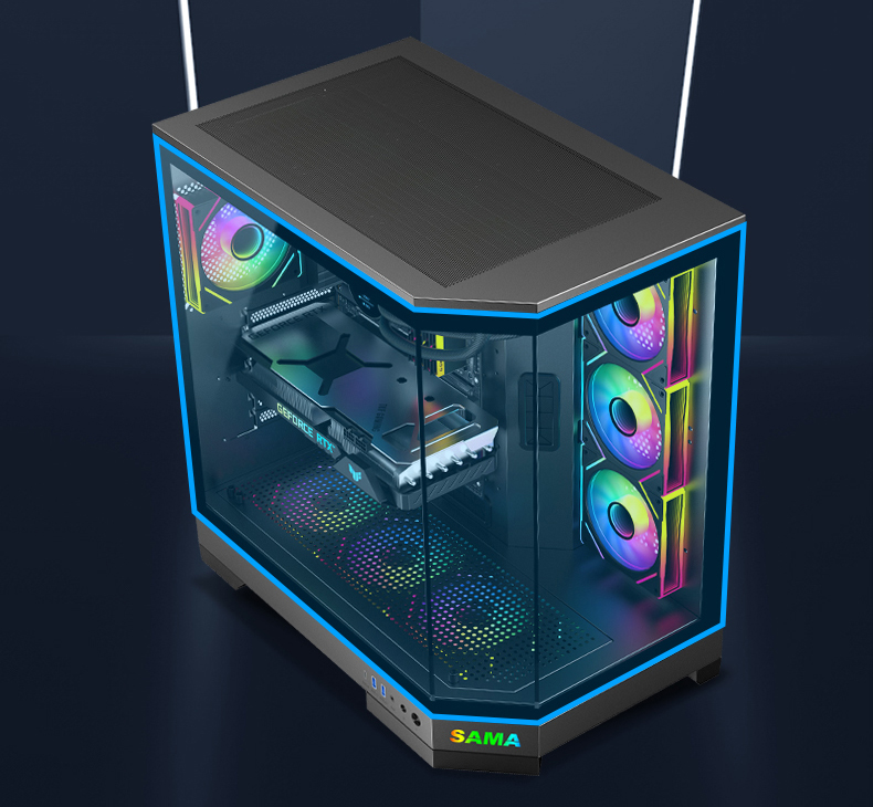 Sama 3021Black Dual USB3.0 and Type C Tempered Glass ATX Full Tower